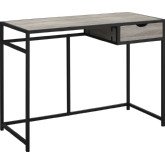 42" Computer Desk in Dark Taupe on Black Metal